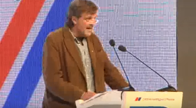 Emir Kusturica govori na proslavi godišnjice SNS (foto: Jutjub printskrin)