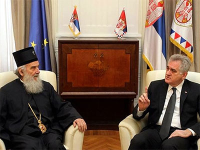 Patrijarh srpski Irinej i Tomislav Nikolić Foto: TANJUG