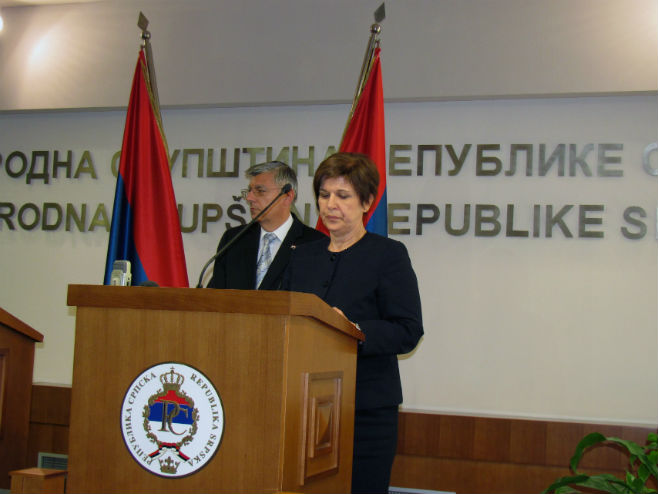 Predsjednik hrvatskog Sabora Željko Rajner i potpredsjednik NSRS Željka Stojičić Foto: SRNA