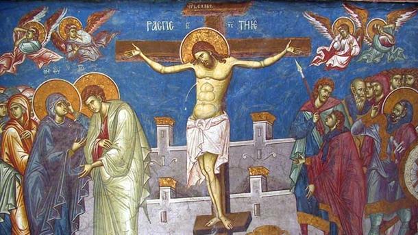 Freska raspeća Isusa Hrista u manastiru Visoki Dečani. Foto: Mondo