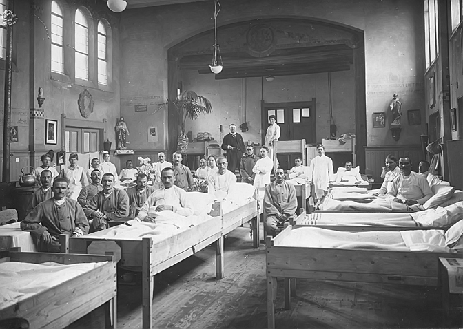 Februar 1919: pomoćna bolnica za srpske vojnike u Roterdamu (Foto H. A. van Oudgarden)